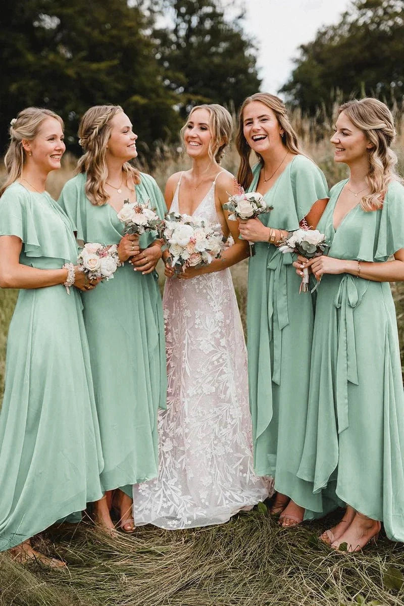 Simple Chiffon High Bohemian Bridesmaid Dress TANYA BRIDAL Simple Chiffon High Bohemian Bridesmaid Dress TANYA BRIDAL