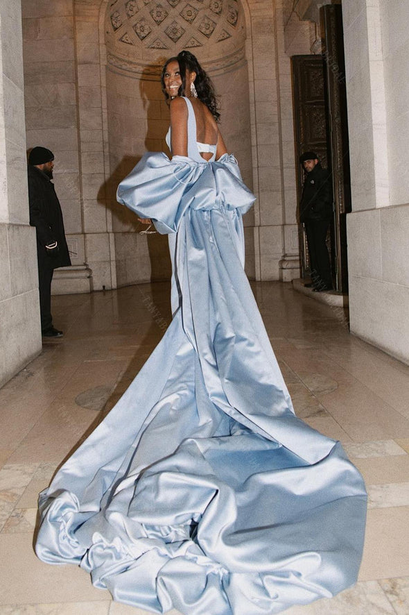 Light Blue Satin Cape With Puffy Short Sleeves DJ298 TANYA BRIDAL Light Blue Satin Cape With Puffy Short Sleeves DJ298 TANYA BRIDAL