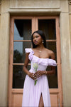 Off The Shoulder A Line Chiffon Split Evening Dress