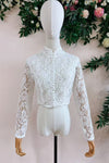 Lace Wedding Jacket High Stand Collar Bridal Bolero DQG1255