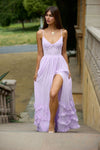 Spaghetti Strap A Line Chiffon Evening Dress With Split