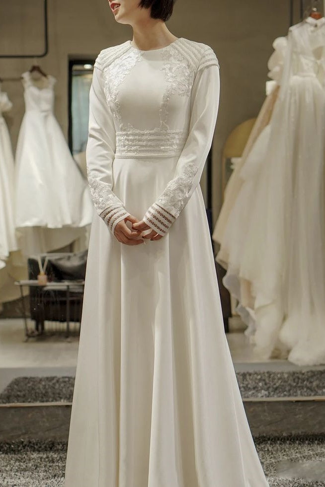 Modest A Line Romantic Long Wedding Dress TANYA BRIDAL Modest A Line Romantic Long Wedding Dress TANYA BRIDAL