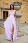 Spaghetti Strap A Line Chiffon Evening Dress With Split