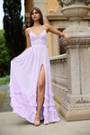 Spaghetti Strap A Line Chiffon Evening Dress With Split