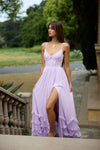 Spaghetti Strap A Line Chiffon Evening Dress With Split
