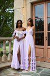 Spaghetti Strap A Line Chiffon Evening Dress With Split