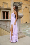 Spaghetti Strap A Line Chiffon Evening Dress With Split