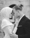 Muslim Pearls Wedding Dress Full Sleeves