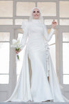 Unique Long Mermaid Wedding Dress For Muslim Bride