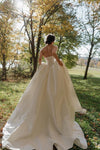#DZ9313 Strapless Long Wedding Dress Lace Up Back