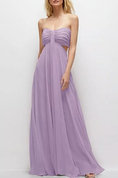 Sweetheart A Line Chiffon Long Lady Evening Dresss Pleated