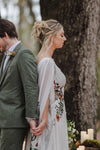 Long Flare Split Sleeve Boho Colorful Embroidery Wedding Dress