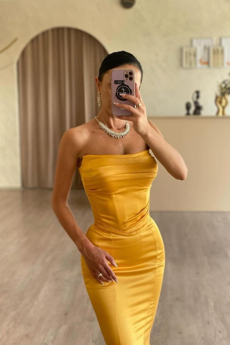 Gold Long Simple Mermaid Evening Dress Lady Gown TANYA BRIDAL Gold Long Simple Mermaid Evening Dress Lady Gown TANYA BRIDAL