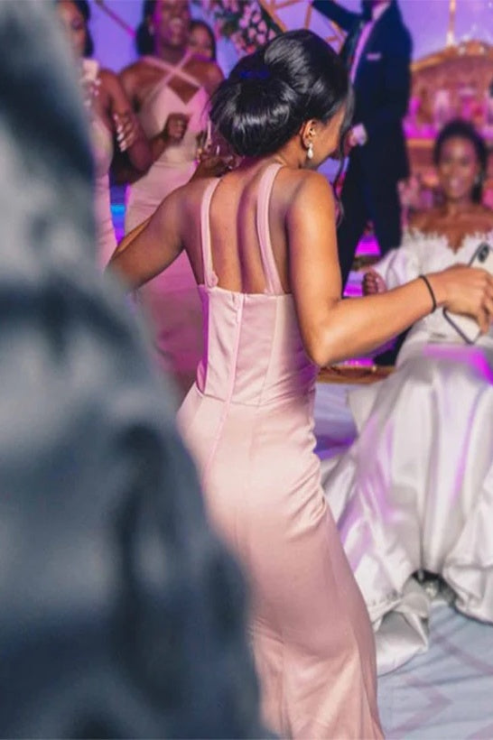 pink mermaid bridesmaid dresses Blush Pink Pleating Tulle Mismatched Mermaid Bridesmaid Dresses. AB120 AlineBridal