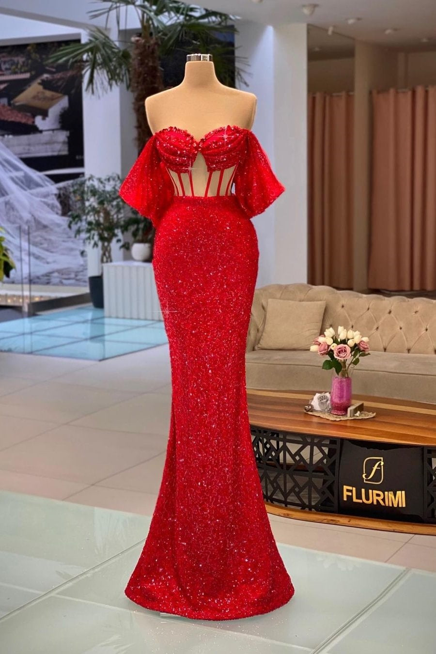 Red Bling Bling Sequins Long Mermaid Evening Dress – TANYA BRIDAL Red Bling Bling Sequins Long Mermaid Evening Dress – TANYA BRIDAL