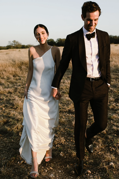 One Shoulder Long Sheath Simple Wedding Dress