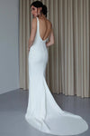 Halter Crepe Sleeveless Simple Mermaid Wedding Dress