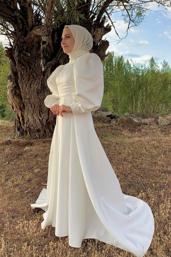 Simple Long Wedding Dress Modest Style