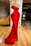 Red Sexy Formal Dress Trumpet Sweet Train Party Dress