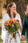 Big Size Long Flutter Sleeve Embroidered Flowers Bridal Gown