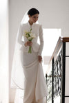 Stand Neck Long Sleeves Wedding Dress Modest Bridal Gown