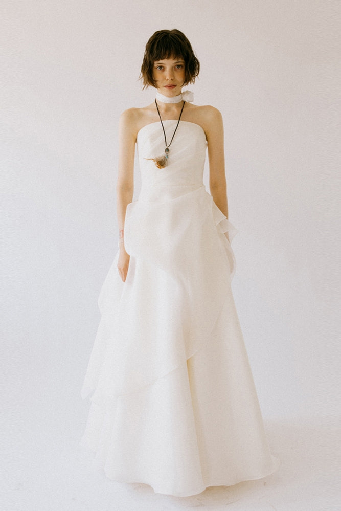 Strapless A Line Organza Simple Wedding Dress TANYA BRIDAL Strapless A Line Organza Simple Wedding Dress TANYA BRIDAL