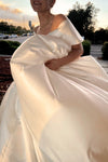 #DZ9405 Satin Wedding Dress With Overskirt