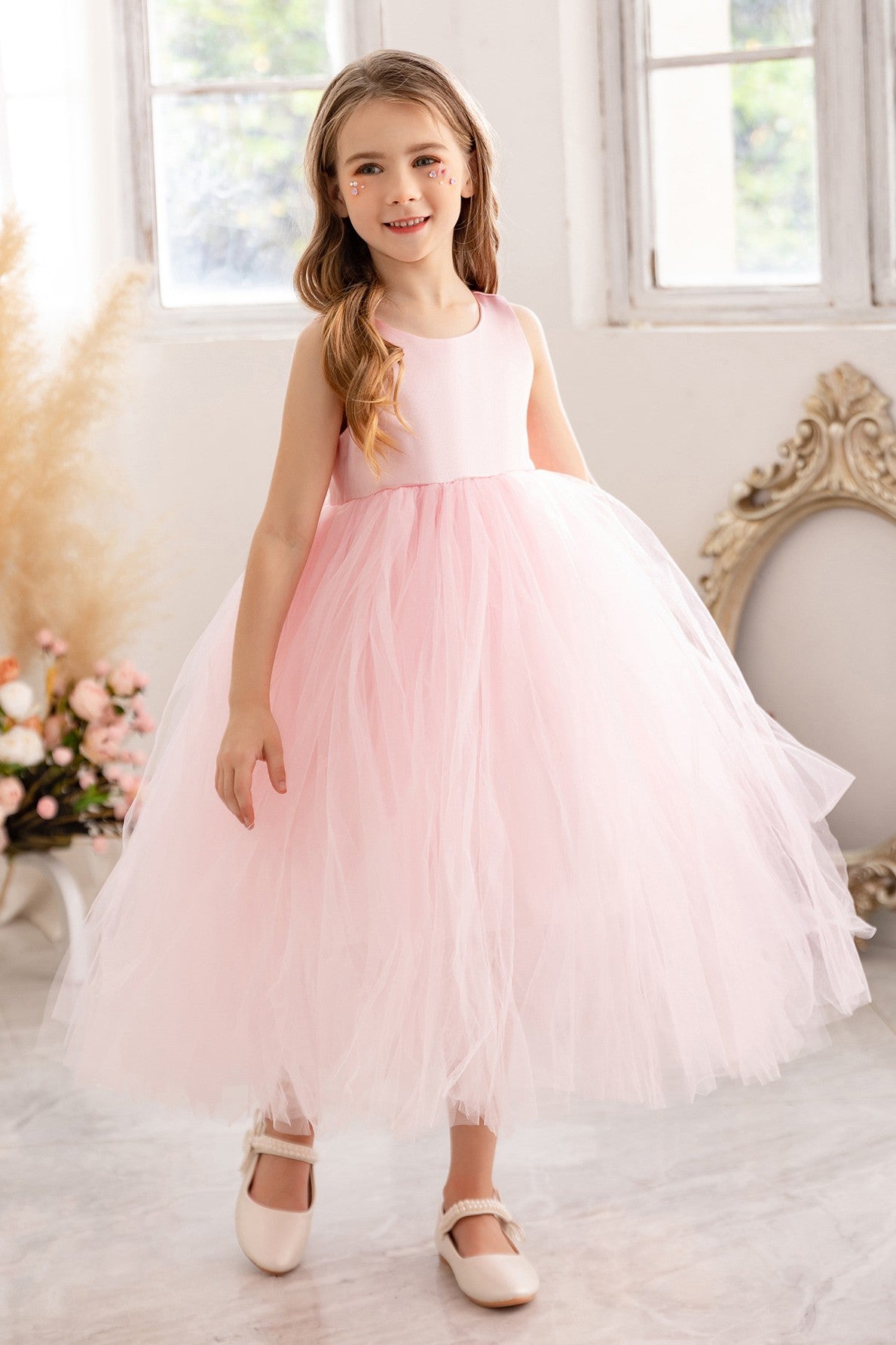 Pink Tulle Simple Pretty Little Girl Dress TANYA BRIDAL Pink Tulle Simple Pretty Little Girl Dress TANYA BRIDAL