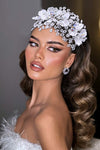 HP675  Bride Luxury Accessories White Resin Leaves Colorful Rhinestone Hair Hoop