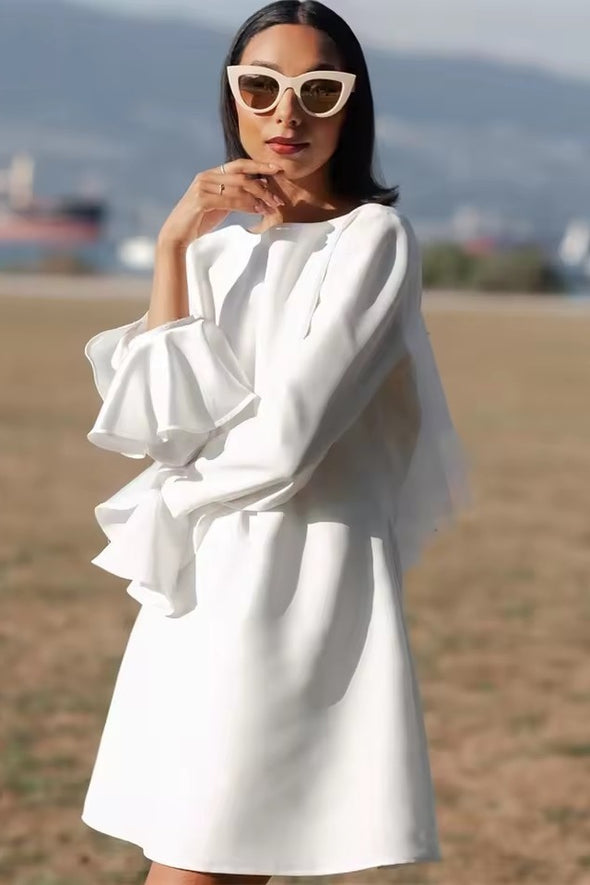 DZ9595 Short Wedding Dress Mini Satin Long Sleeves Bride Dress TANYA BRIDAL DZ9595 Short Wedding Dress Mini Satin Long Sleeves Bride Dress TANYA BRIDAL