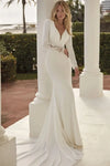 #DZ9367 Elegant Satin Mermaid Wedding Dress Long Sleeves
