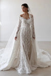 #DZ9366 Elegant Mermaid Wedding Dresses Off The Shoulder Long Sleeve