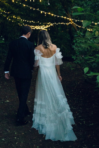 #DZ9354 A Line Wedding Dress Tiered Ruffles