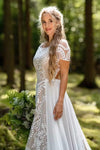 #DZ9327 Short Sleeve Embroidered Bohemian Lace Wedding Gowns