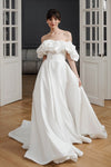 #DZ9346 Off The Shoulder Long A Line Satin Wedding Dress