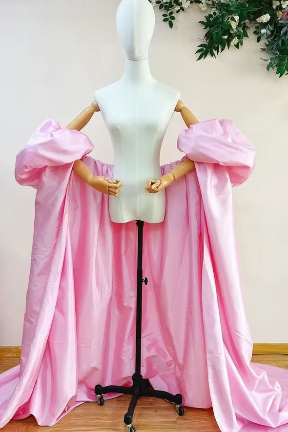 Orange Taffeta Fashion Cape With Long Train Outfit Jacket Chic ZJ164