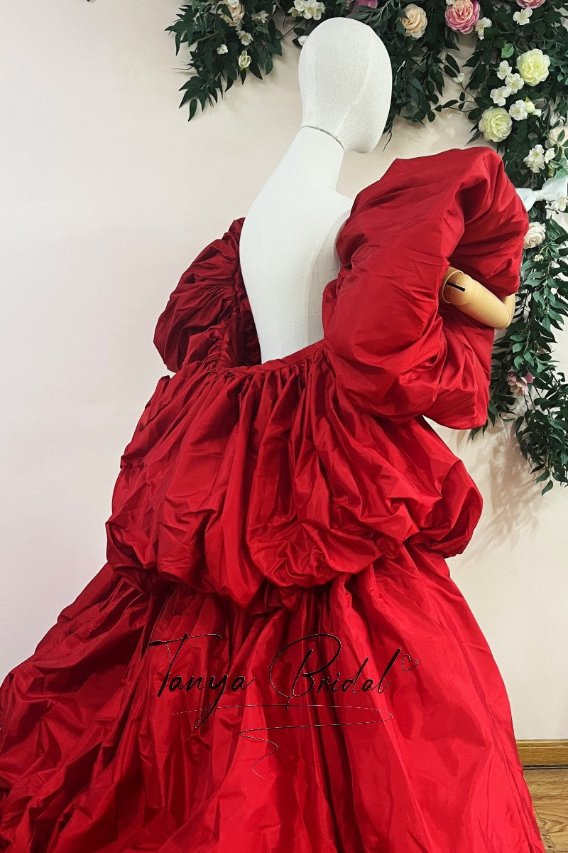 red dress cape With Satin A Line Gold Lace Evening Dress %0D%0ATo%20maintain%20the%20beauty%20of%20your%20garment%2C%20please%20follow%20the%20care%20instructions%20on%20the%20attached%20label Elegant Red Evening Gown with