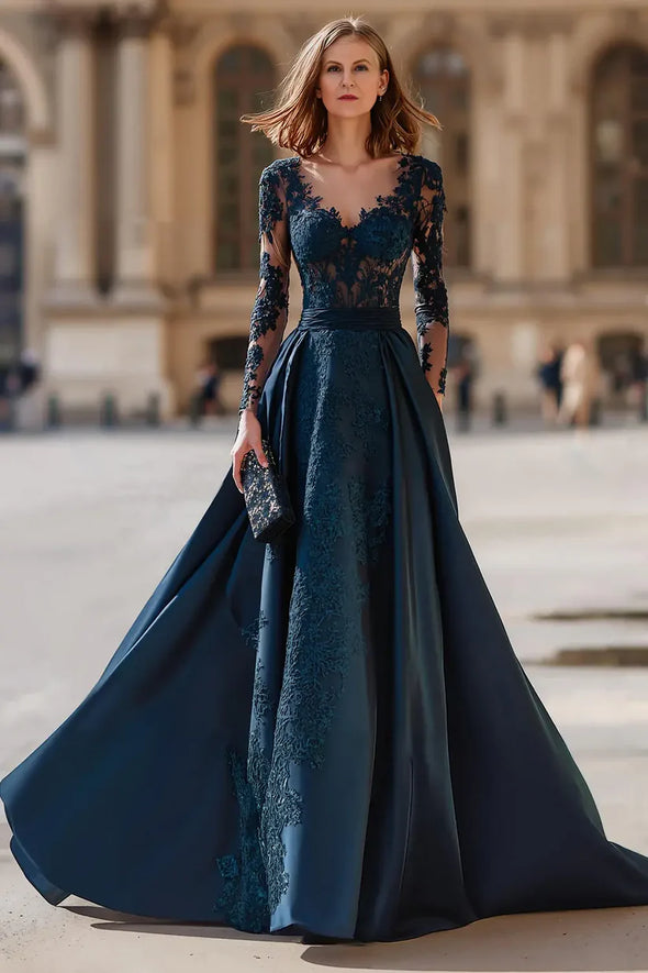blue dress for baby girl Minimalist A-line Deep V-Neck Wedding Dresses Satin Bridal Dress VW155   Viniodress