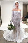 #DZ9365 Mermaid Beach Wedding Dresses with Long Sleeve