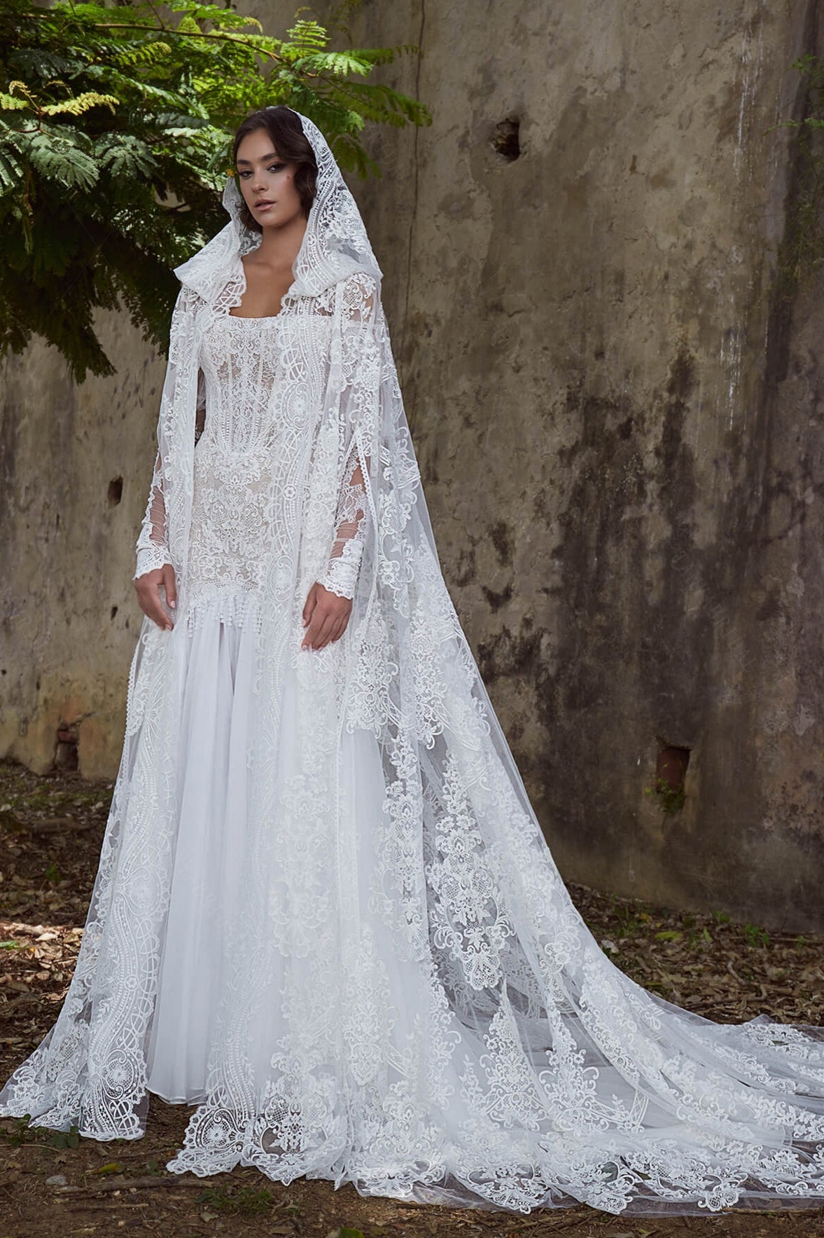 Elegant Lace Wedding Cape With Hood ZJ085 TANYA BRIDAL Elegant Lace Wedding Cape With Hood ZJ085 TANYA BRIDAL