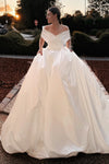 #DZ9405 Satin Wedding Dress With Overskirt