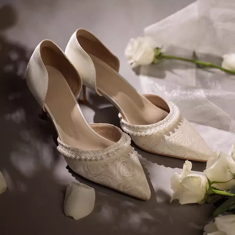 Light Champagne Rose Bride Shoes With Pearls TANYA BRIDAL Light Champagne Rose Bride Shoes With Pearls TANYA BRIDAL