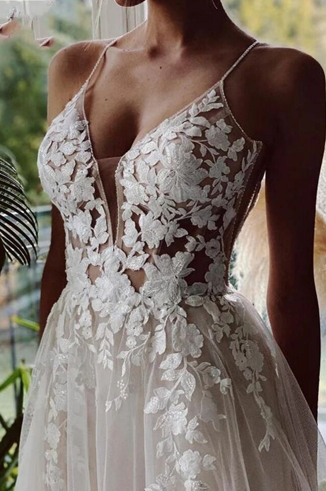 Sheer Illusion Beach Wedding Dresses – TANYA BRIDAL