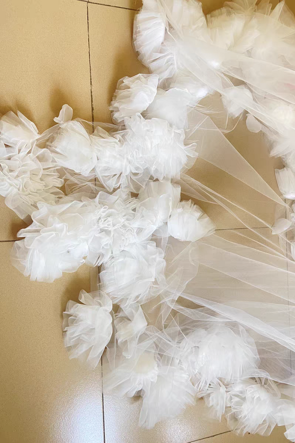 Romantic 3D Flowers Wedding Long Veils Without Comb  ZV075