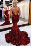 One Shoulder Long Mermaid Sequins Backless Prom Dress 24381724