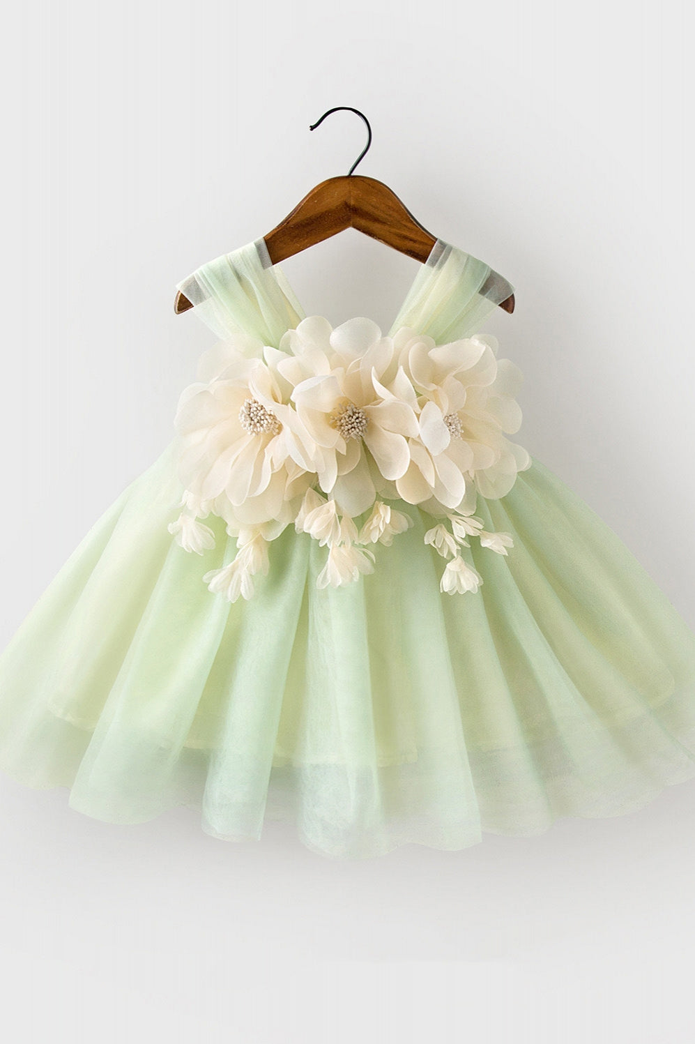 Light Green Tulle Flower Girl Dress With Flowers TANYA BRIDAL Light Green Tulle Flower Girl Dress With Flowers TANYA BRIDAL