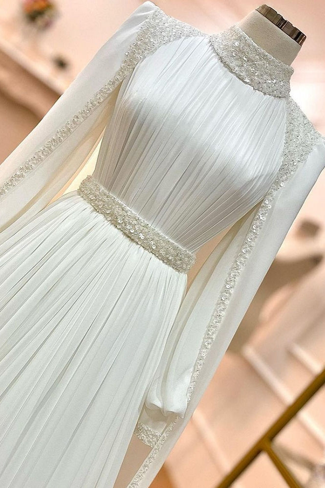 Muslim High Collar Ivory A-line Wedding Dresses TANYA BRIDAL Muslim High Collar Ivory A-line Wedding Dresses TANYA BRIDAL