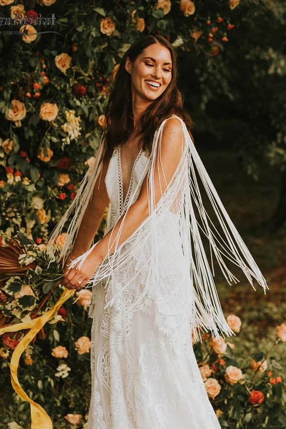 Ethereal Tassel Fringe Wedding Dresses Bohemian DW451