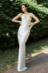 Simple Sheath Satin Wedding Dress With Big Bow Back