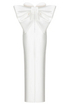Simple Sheath Satin Wedding Dress With Big Bow Back